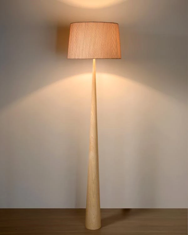 Lucide CONOS - Vloerlamp - Ø 48 cm - 1xE27 - Licht hout - sfeer 1